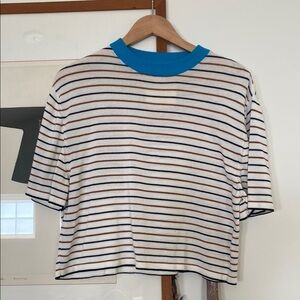 White and Black Crop Boxy Polo T-Shirt